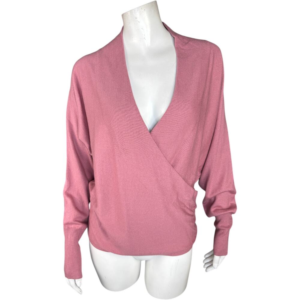 Encore‎ by Idina Menzel XS Surplice Sweater Mauve Cotton Blend Pullover NWT